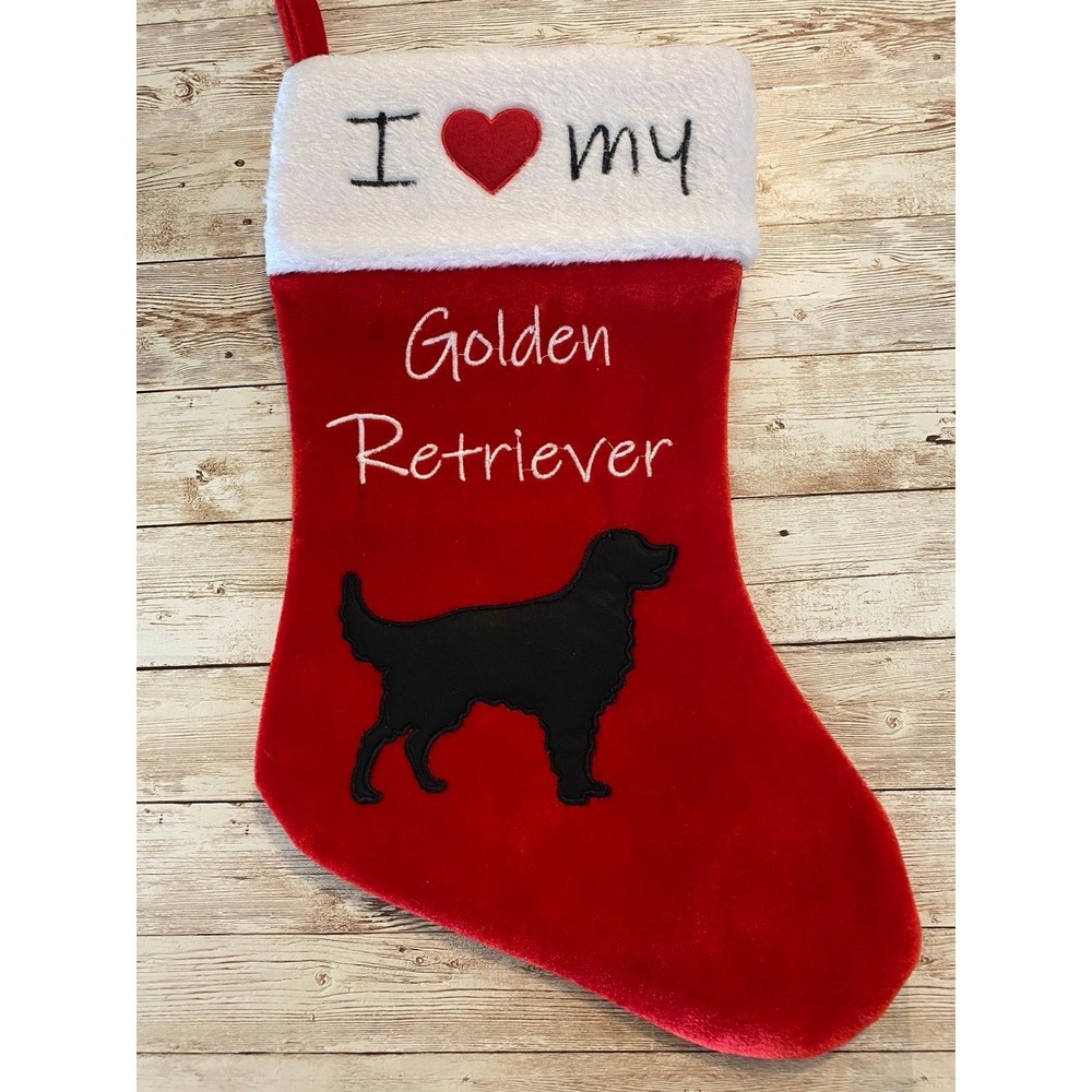 Golden Retriever Christmas Stocking Red Plush Pet Holiday Decor X003BQKK8X